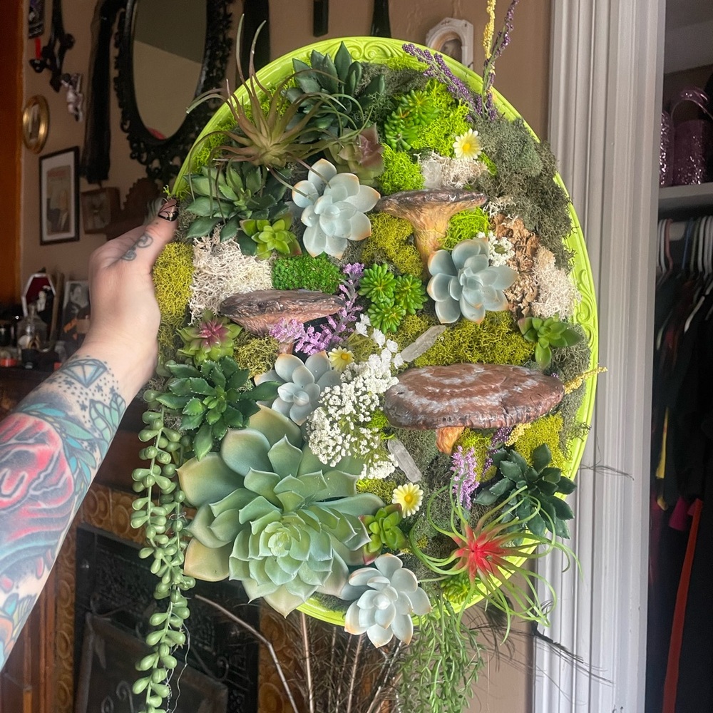 Handmade Succulent & Moss Wall Art - Green